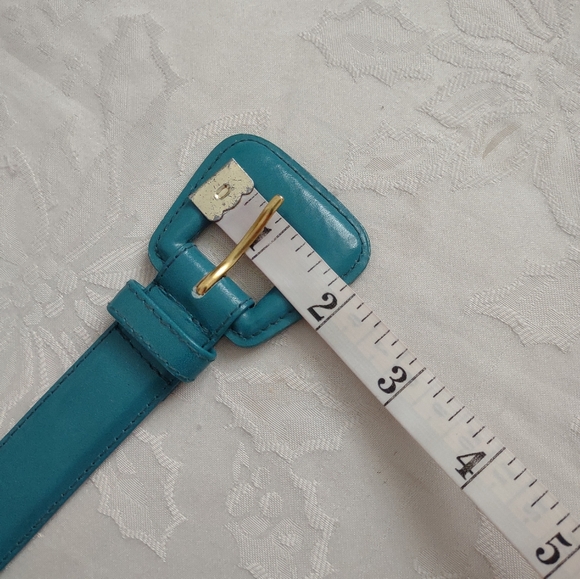 Vintage Collectif Leather Teal Belt - Picture 6 of 9